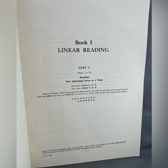 “Sight Reading” Book One Learn to read music Piano 1934 J.Williams & S. Turner - Picture 3 of 5